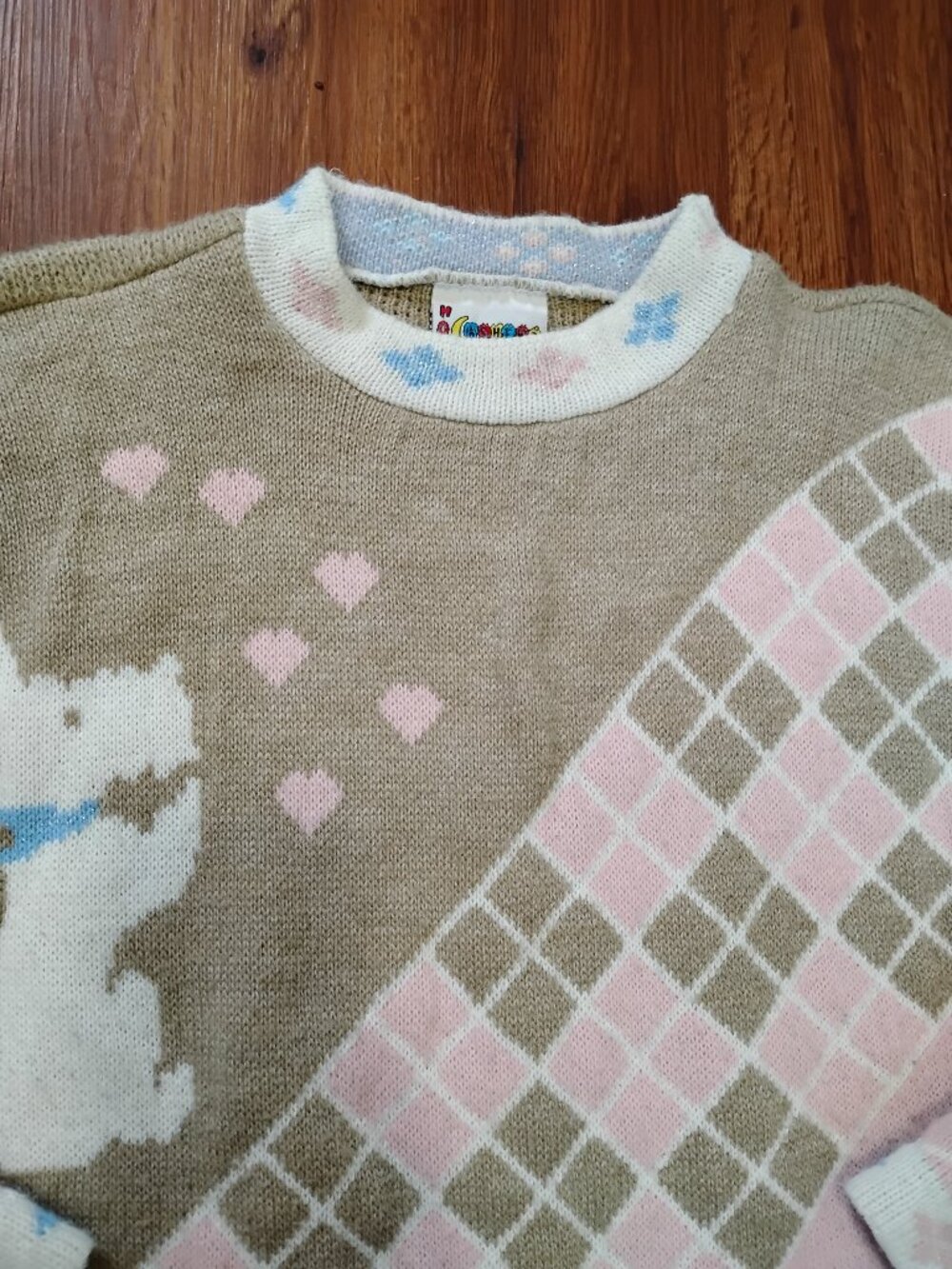 Vintage Hot Cashews Diamond Argyle Scotty Dog Hearts Novelty Crewneck Sweater